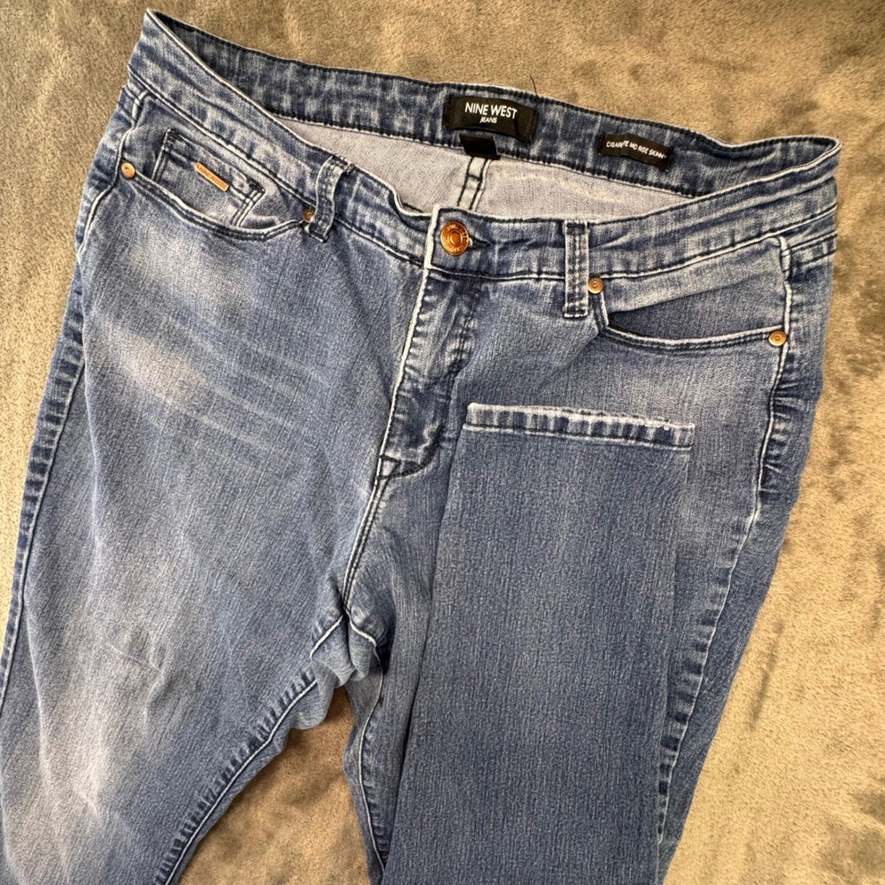 Nine West Jeans‎ Cigarette Mid Rise Skinny Denim Blue Wash Size 14